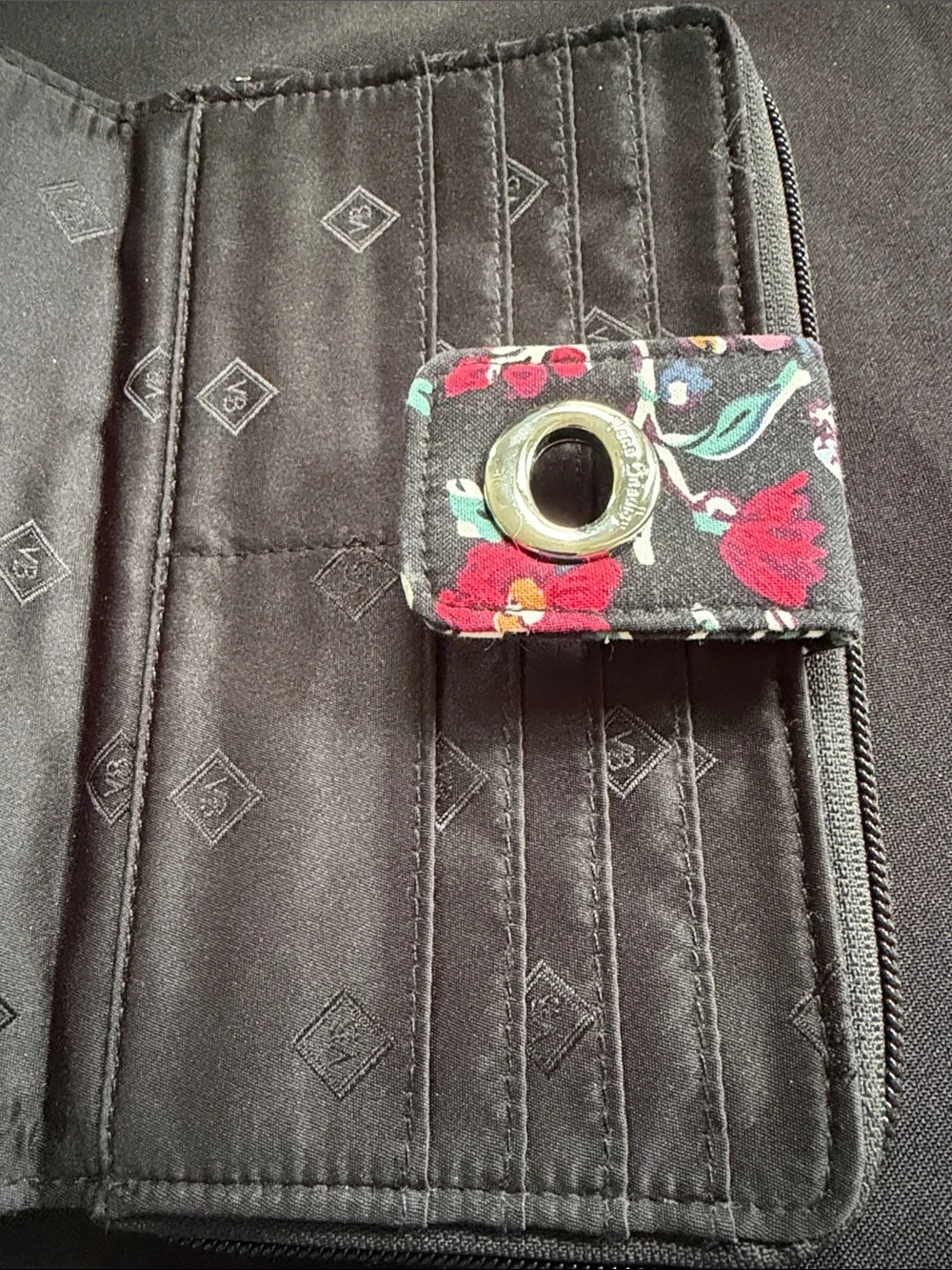 Vera Bradley Black Quilted Wallet with Red Floral Print - Picture 9 of 10